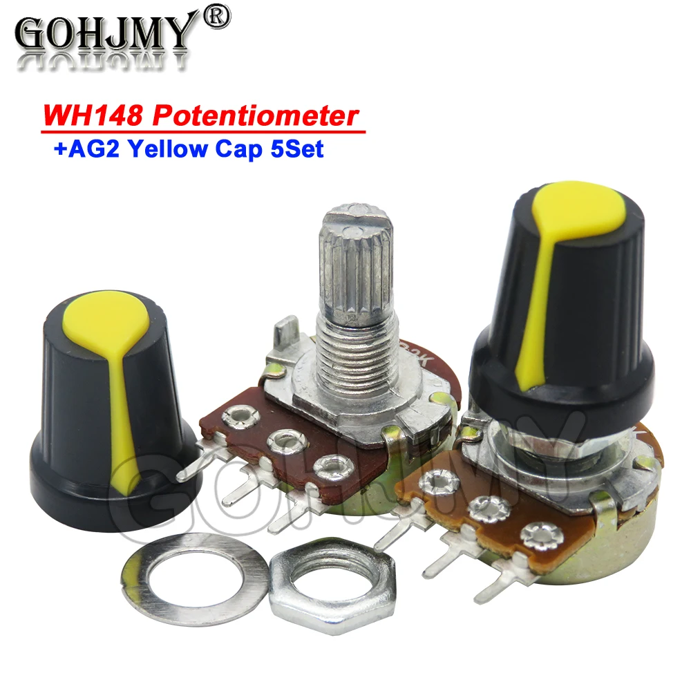 

1Set WH148 3Pin 15mm B1K ~ B1M Ohm Terminal Linear Taper Rotary Potentiometer 1K 2K 5K 10K 20K 50K 100K 250K 500K 1M For Arduino