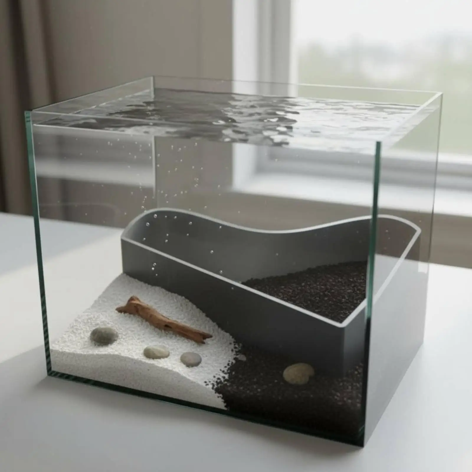 Right Angle Aquarium Partition Panel Wall Substrate Separation for Cube Fish Tank Aquascape Layout