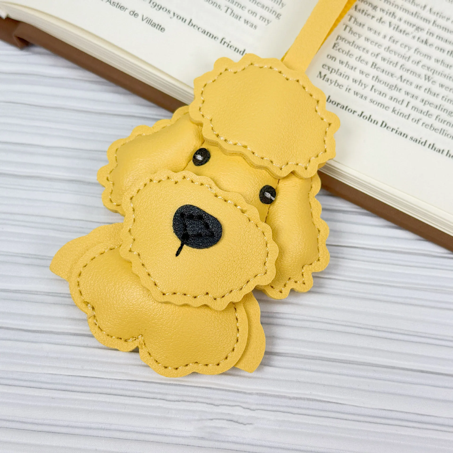 Handmade Teddy Dog PU Leather Bag Charm Pendant Keychain Handbag Purse Ornament Exquisite Keyring Decor Accessory