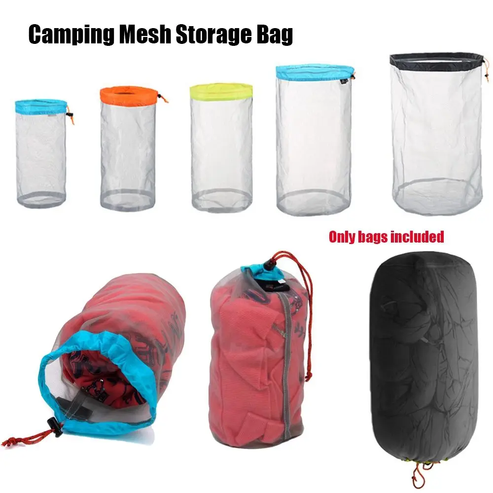 

1 pc Laundry Outdoor Bag Ultralight Mesh Stuff Sack Camping Sports Drawstring Storage Bag Hiking Tools Climbing Drawstring Bags