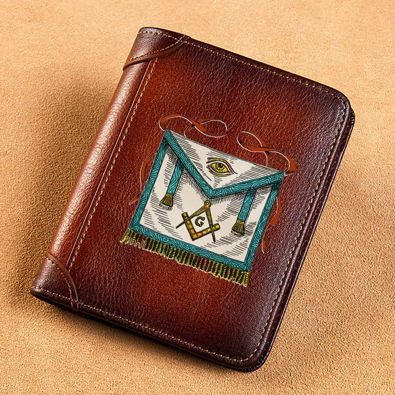 

High Quality Genuine Leather Wallet Freemason Eye of Providence Symbol Printing Standard Purse BK3499