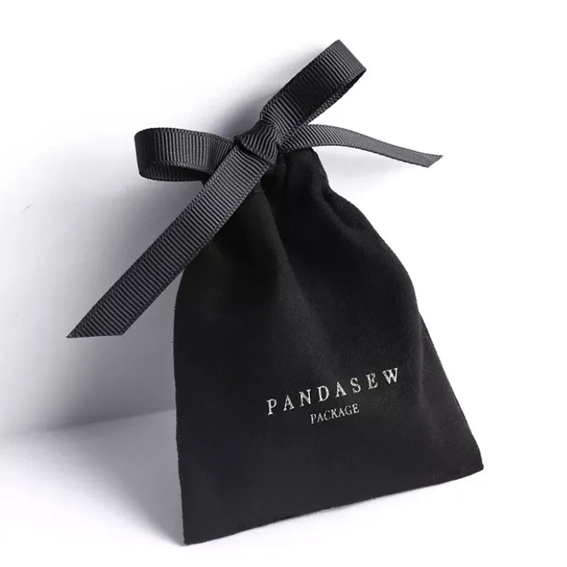 Schwarze Flanell Geschenkt üten 5x7cm 8x10cm 9x12cm 11x14cm Wimpern Nägel Make-up Wildleder Verpackung Staubs ack Schmuck Logo Beutel – Detail 9