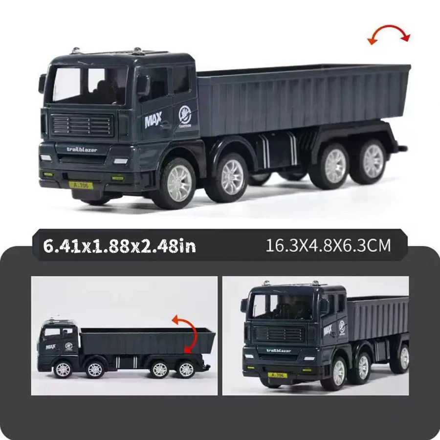 1 قطعة/محاكاة حاوية نقل شاحنة شحن مركبة الأطفال أطفال التراجع نموذج سيارة ألعاب تعليمية لصبي لعبة هدية #5