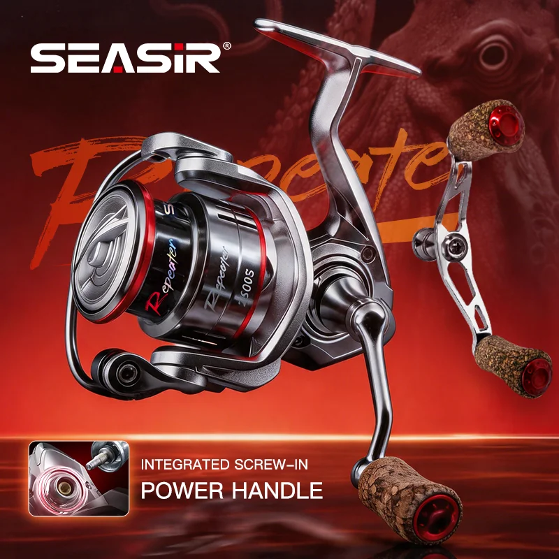 SEASIR Repeater Double Handle Long Casting Shallow Spool Spinning Reel Screw-in Power Handle Seawater Squid Fishing Reel