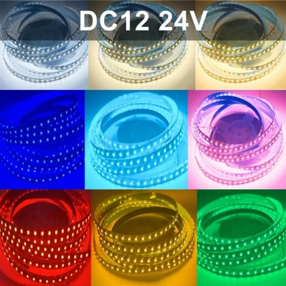 SMD2835 LED Strip 120LEDs/M DC12V/24V AC220V 0.5M-5M 3000K-6000K Colorful Flexible Tape for DIY TV Backlight Home Decor Lighting