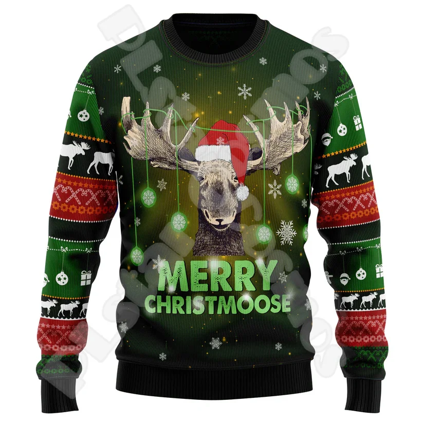 Sweter Jelek musim dingin Retro Vintage grafiti Santa Claus Natal Halloween Pullover Harajuku 3DPrint kasual lucu lengan panjang 4