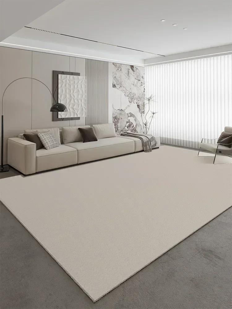 Gray Carpet for Living Room Large Size Solid Color Bedroom Carpets Bedside Floor Mat Beige Minimalist Style Home Decoration Rug