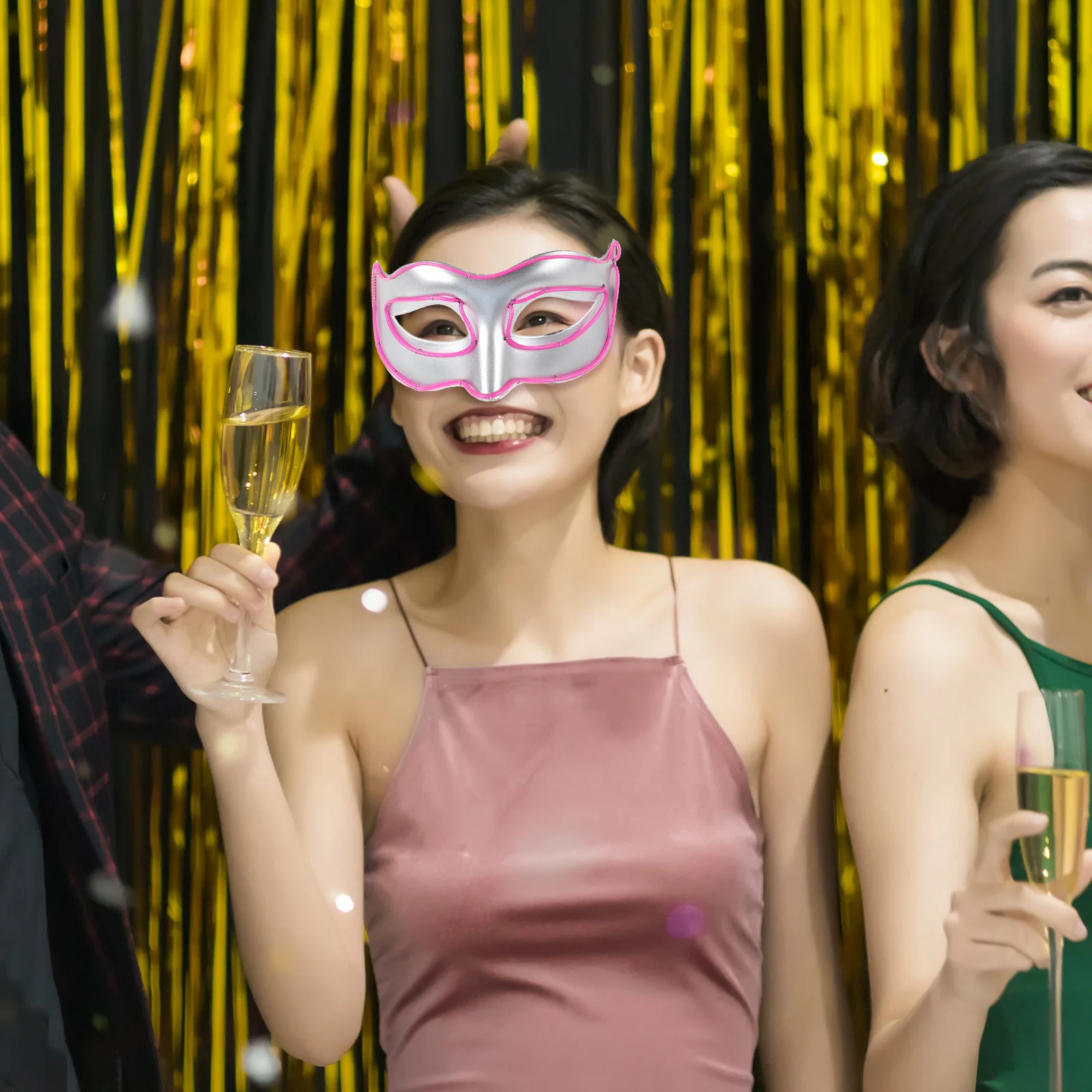 

Luminous Half Mask for Cosplay Party Masquerade Glow in The Dark Design Comfortable Fit Lightweight Reusable Mask for Adults