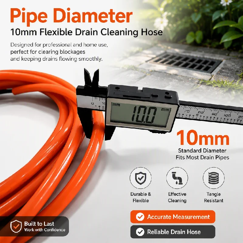 10mm Red Hose Hand Crank Drain Auger, 5-Piece Pipe Unblocker Kit for Toilet, Kitchen Sink, Floor Drain Clog Remover