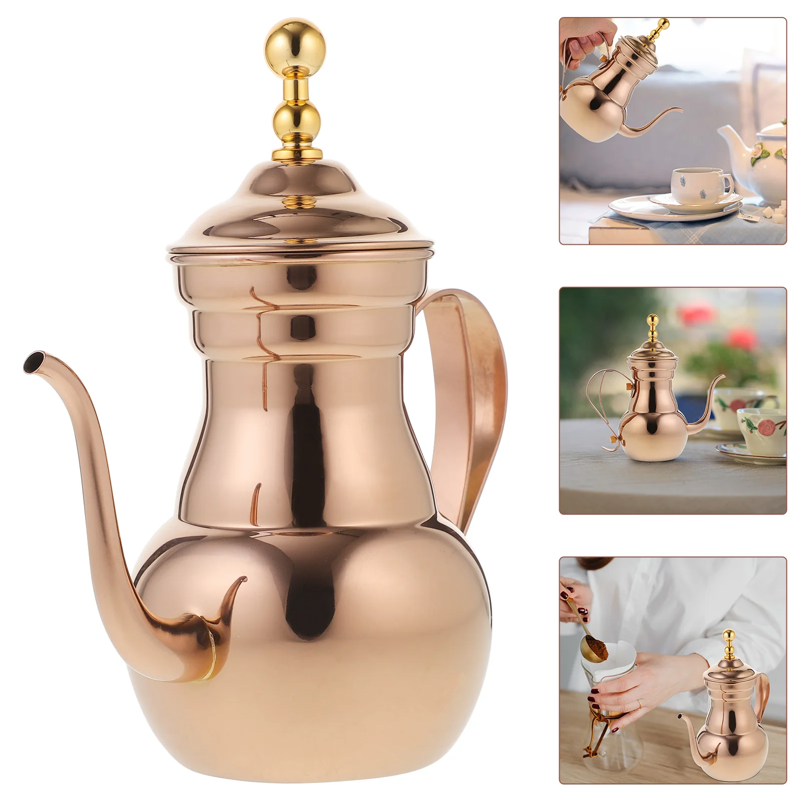 Coffee Pot Afternoon Tea Stands Teapots with Infuser Kettle Handle Metal Travel