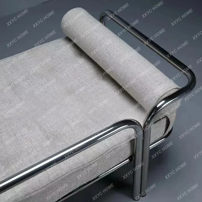 XX Medieval stainless steel sofa, bed, simple design, long porch, shoe change stool designer model room