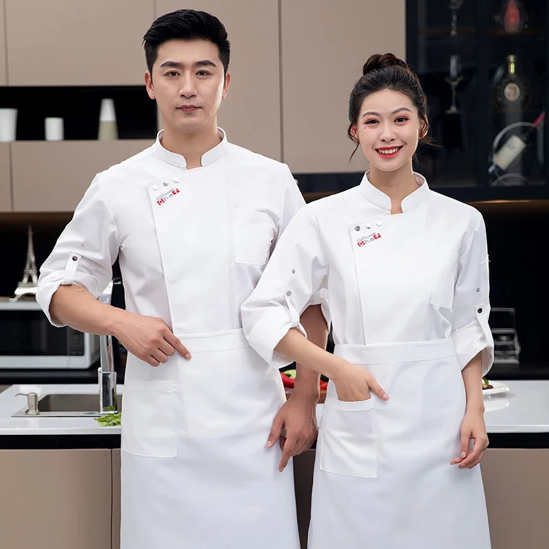 High-End Stretch Chef Overalls Long-Sleeved Men's Autumn and Winter Hotel Chinese Restaurant Kitchen Canteen Kitchen Clothes Wor