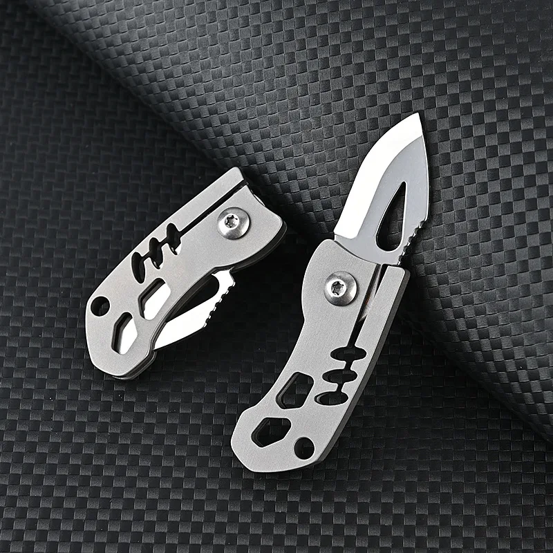 Titanium Alloy MINI Folding Knife High Hardness D2 Handle Fruit Knife EDC Express Pocket Knife Gift Outdoor Tool Key Chain Penda