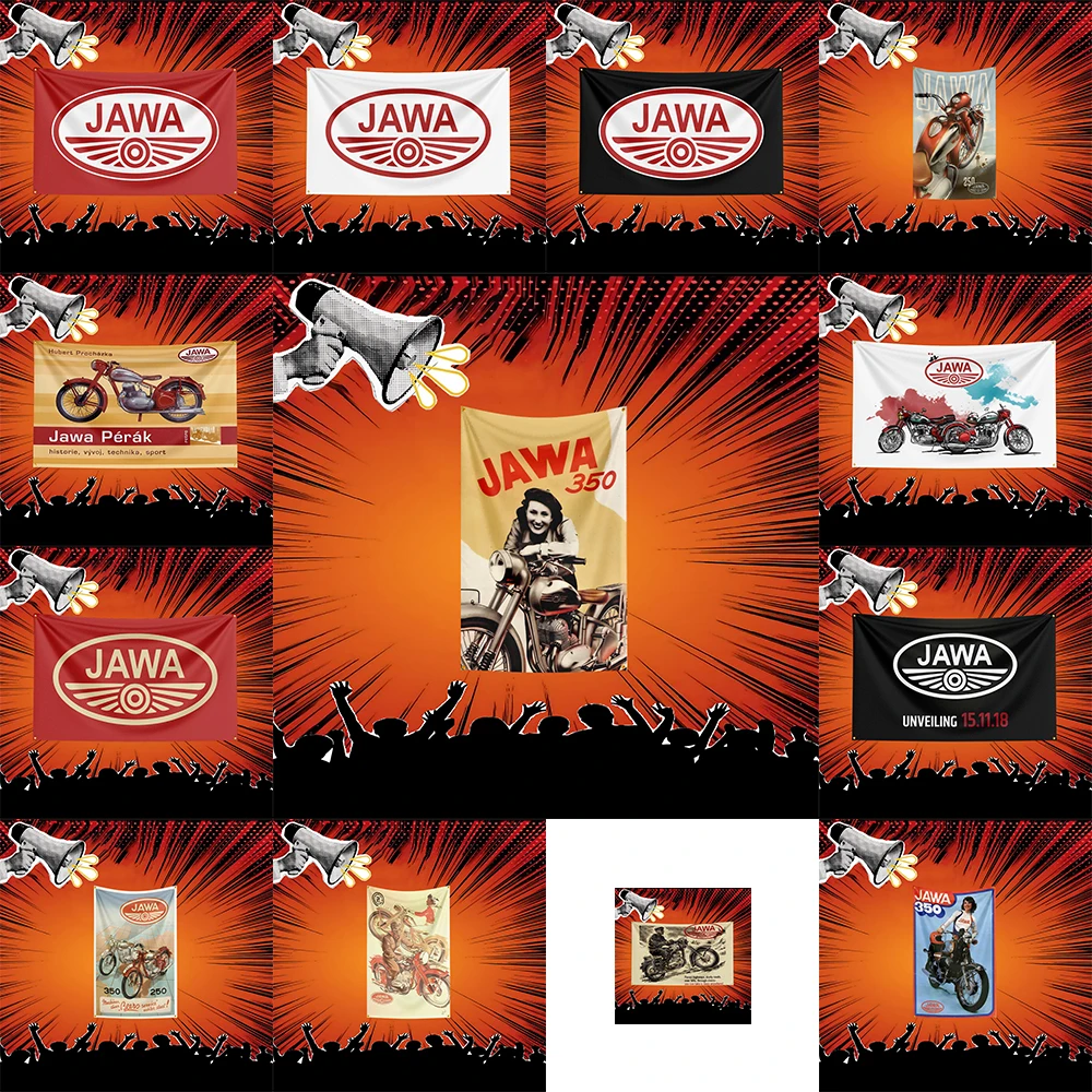 JAWA 13 Motorcycle Flag 3x5 FT Polyester Banner For Garage Man Cave Wall Decor Biker Gift