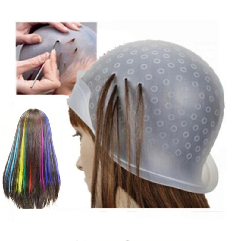 

Силиконовая шапочка для окрашивания волос с крючком-иглой, профессиональный набор для мелирования и окрашивания, многоразовые инструменты для окрашивания, для салонов красоты