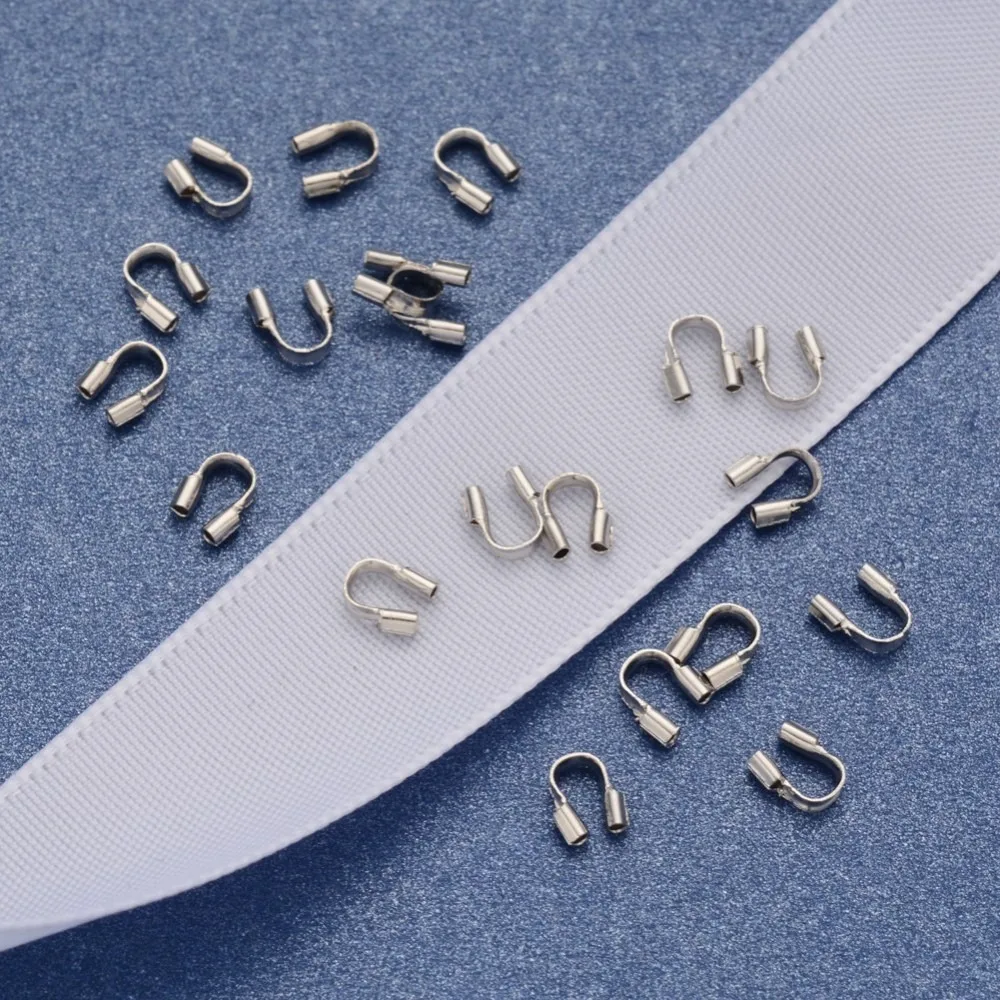 2000pcs Platinum Color Brass Wire Guardian Wire Protectors Loops U Shape Accessories for Jewelry