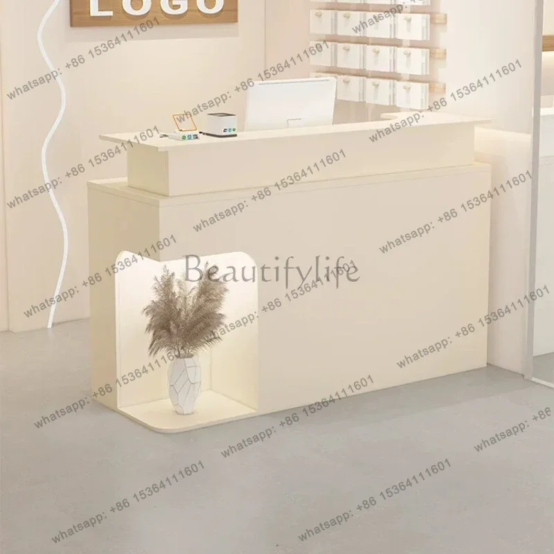 LSNordic Cream Style Cashier Desks Modern Design Women Clothing Store Counter Hair Salon Reception Bar Office Furniture FYRD