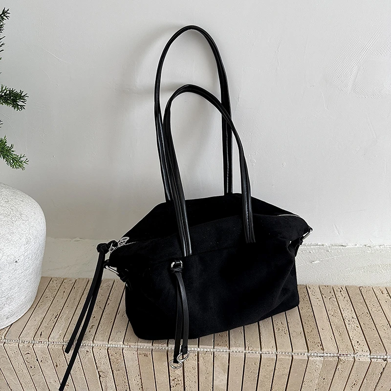 Autumn New Vintage Faux Suede Shoulder Bag for Women Retro Multi‑strap Design Casual Zipper Hobo Bag Daily Crossbody Handbag