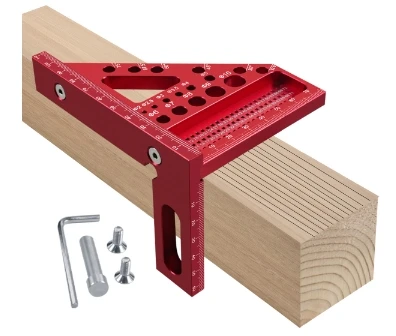 

Удлиненная 3D многоугольная измерительная линейка, деревообрабатывающий квадратный транспортир с штифтом для полотенец, алюминиевый измерительный инструмент для макета треугольника