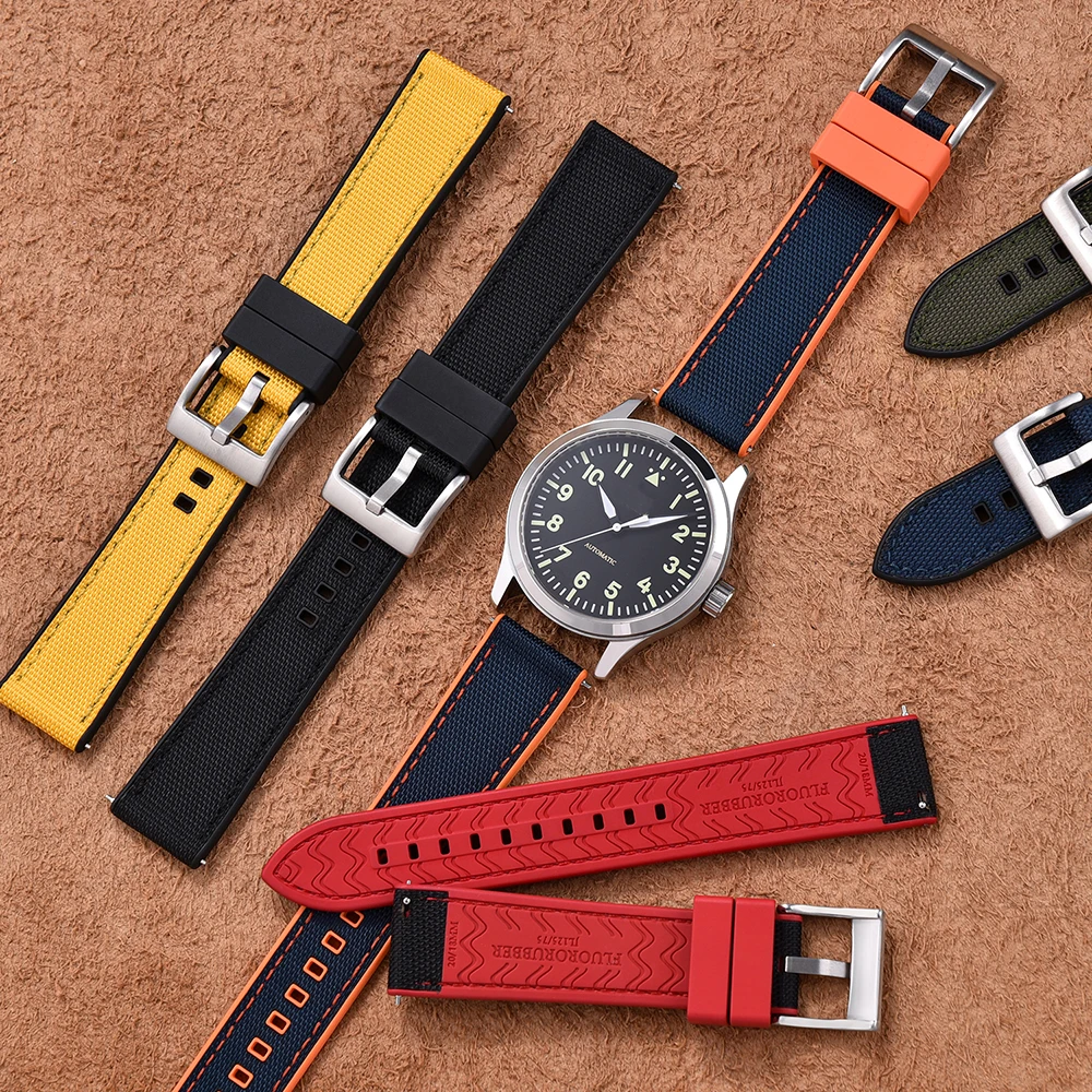 

Высококачественный гибридный нейлоновый ремешок для часов FKM 20 мм 22 мм быстросъемные нейлоновые ремешки из фторкаучука для часов для часов для дайвинга каждого бренда