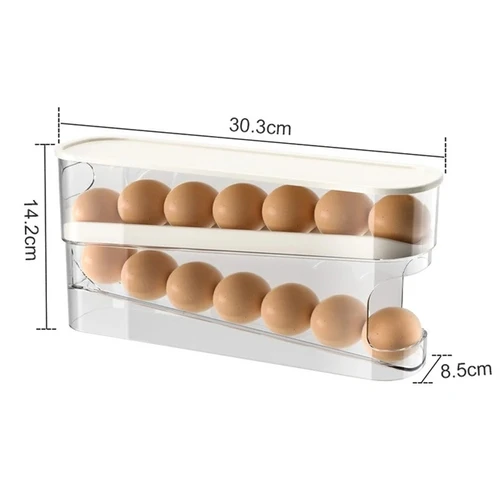 Doppelschicht Kühlschrank Ei Aufbewahrungsbox Automatische Rollende Eier Halter Rack Leiter Stil Kühlschrank Eier Spender Ei Organizer Halter