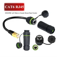 Cable de enchufe de Panel de montaje CAT6 RJ45 resistente al agua IP68 8P8C rj45 conector de red macho a hembra extensor de conexión de Cable Ethernet