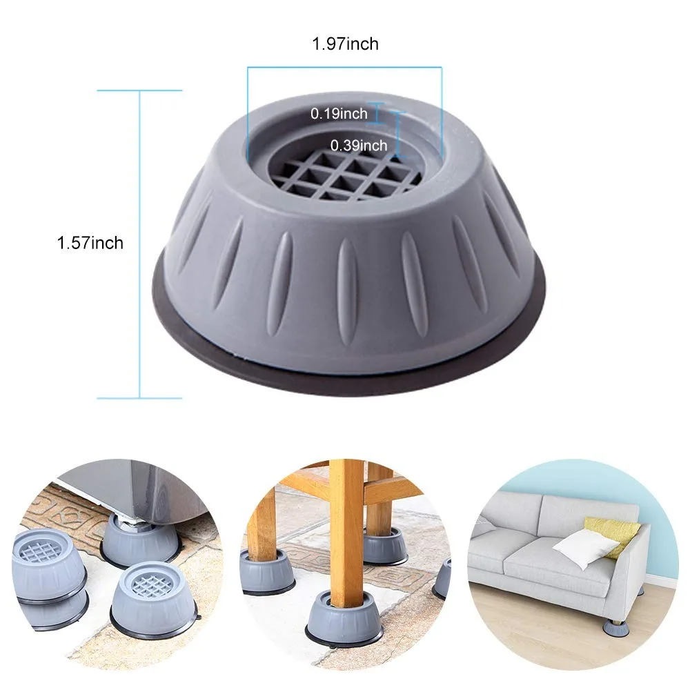4PCS Anti Vibration Feet Pads Rubber Legs Slipstop Silent Skid Raiser Mat Washing Machine Support Dampers Stand Furniture