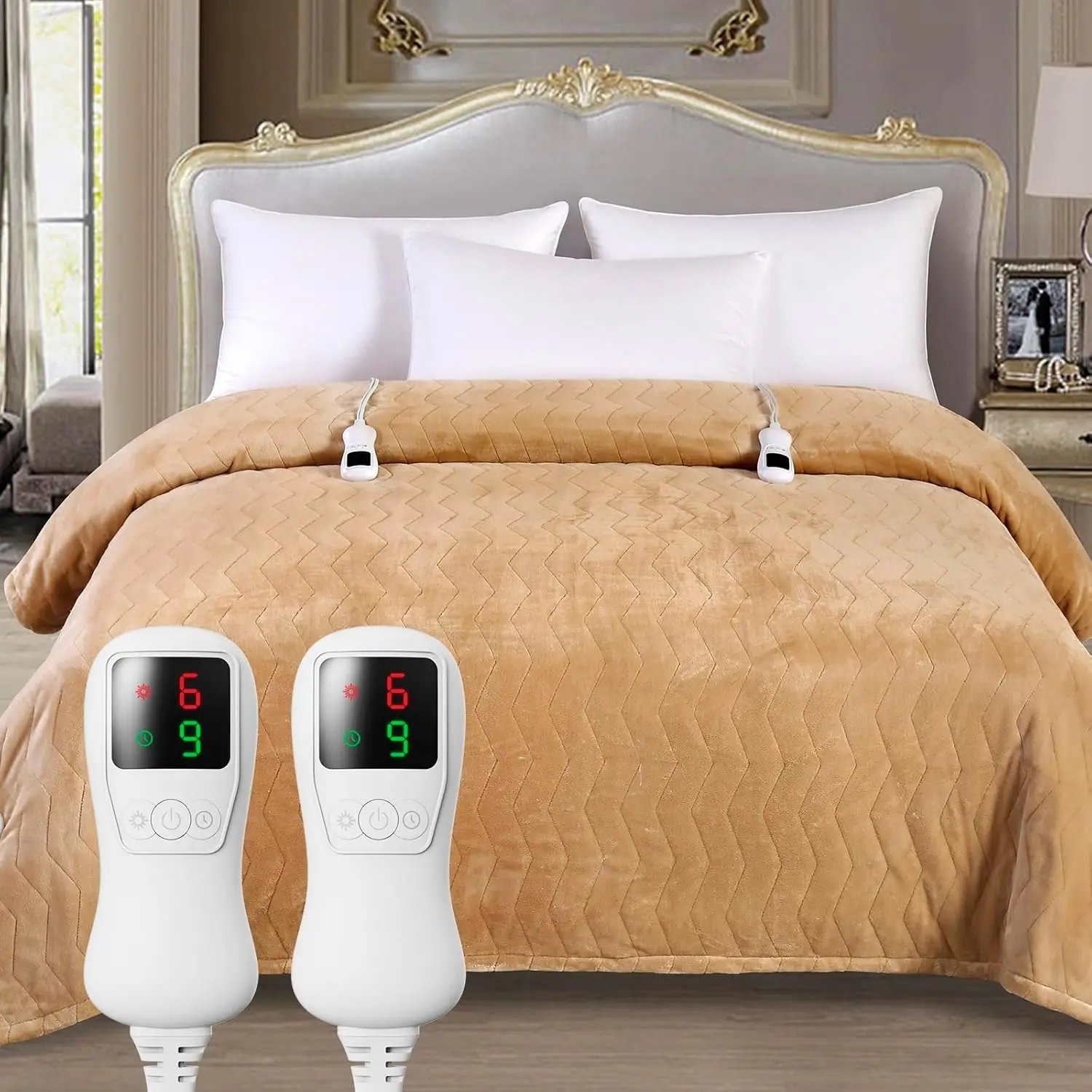 

Одеяло с электрическим подогревом размера «queen-size», 9 уровней нагрева и автоматическое отключение, быстрый нагрев с защитой от перегрева, коричневый