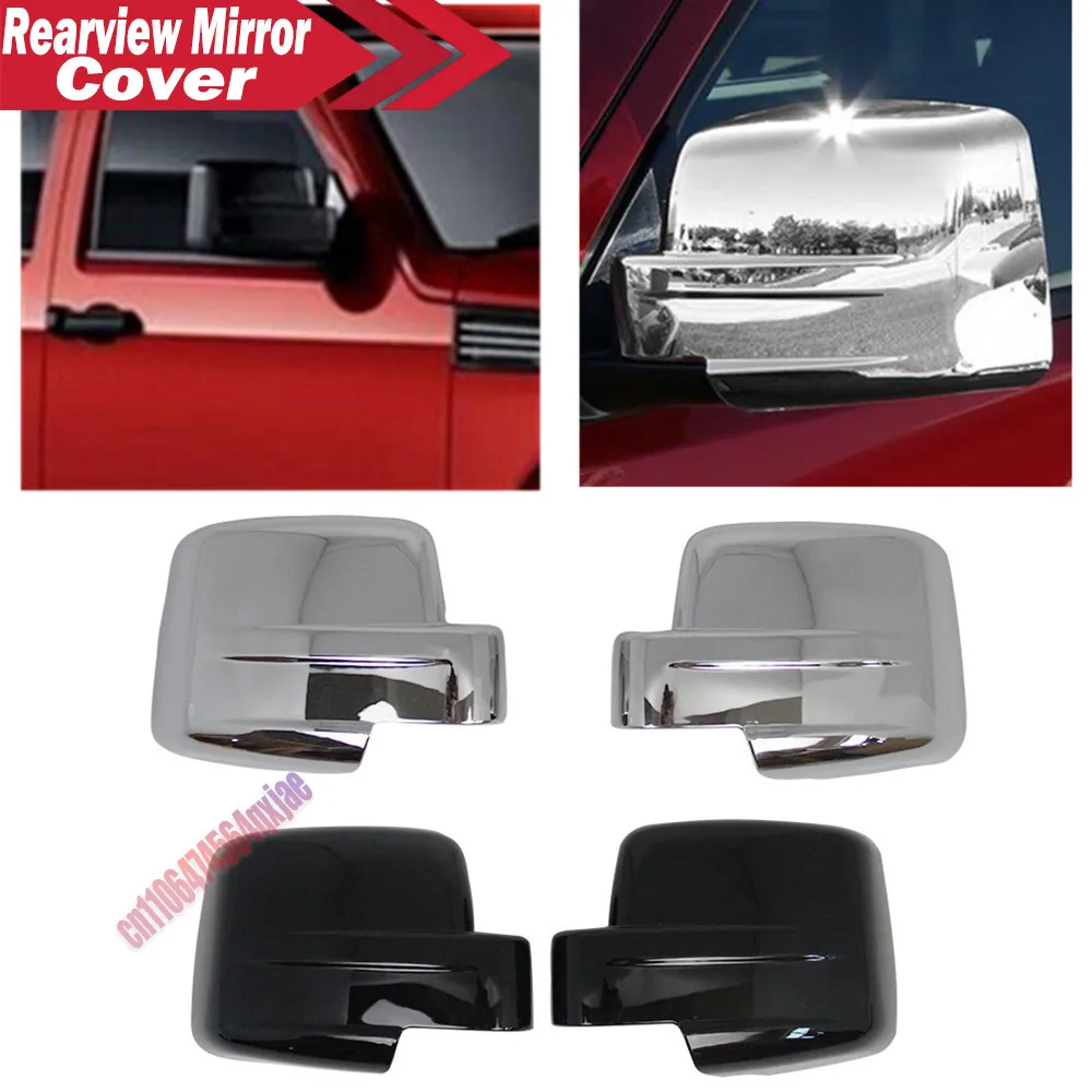 For Dodge Nitro For Jeep Liberty 2007-2012 ABS Car Rearview Side Mirror Cover Wing Cap Exterior Door Trim Adhesive Sticker