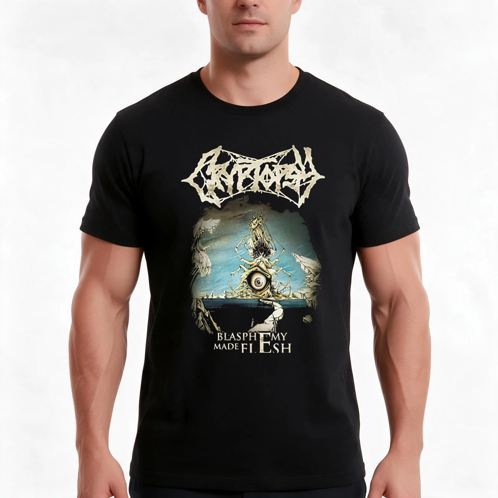 Cryptopsy Blasphemy Made Flesh T-Shirt, Summer Casual Cotton Tee, Oversized Streetwear Tops, Vintage Graphic Print, 100% Cotton