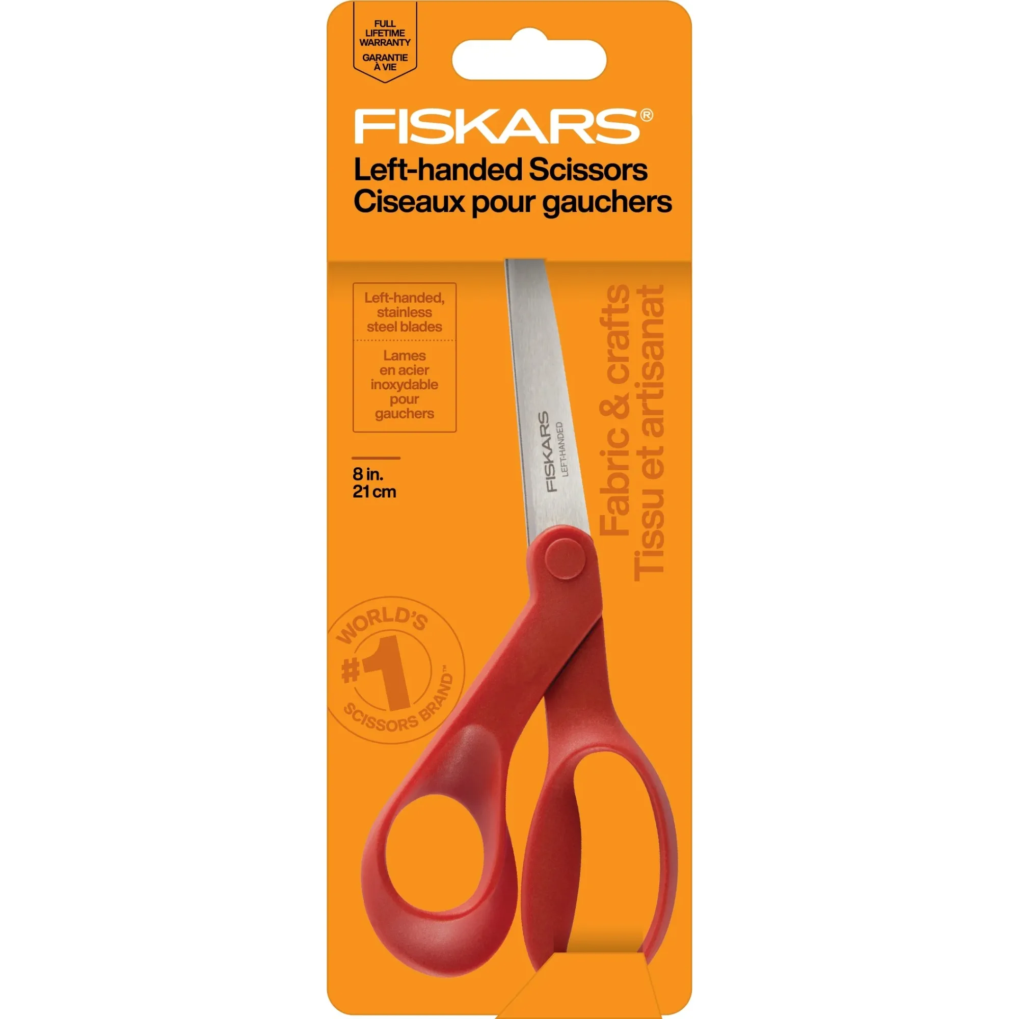 

Fiskars 8" Fabric Scissors Left-handed, Red scissors scissors stationery
