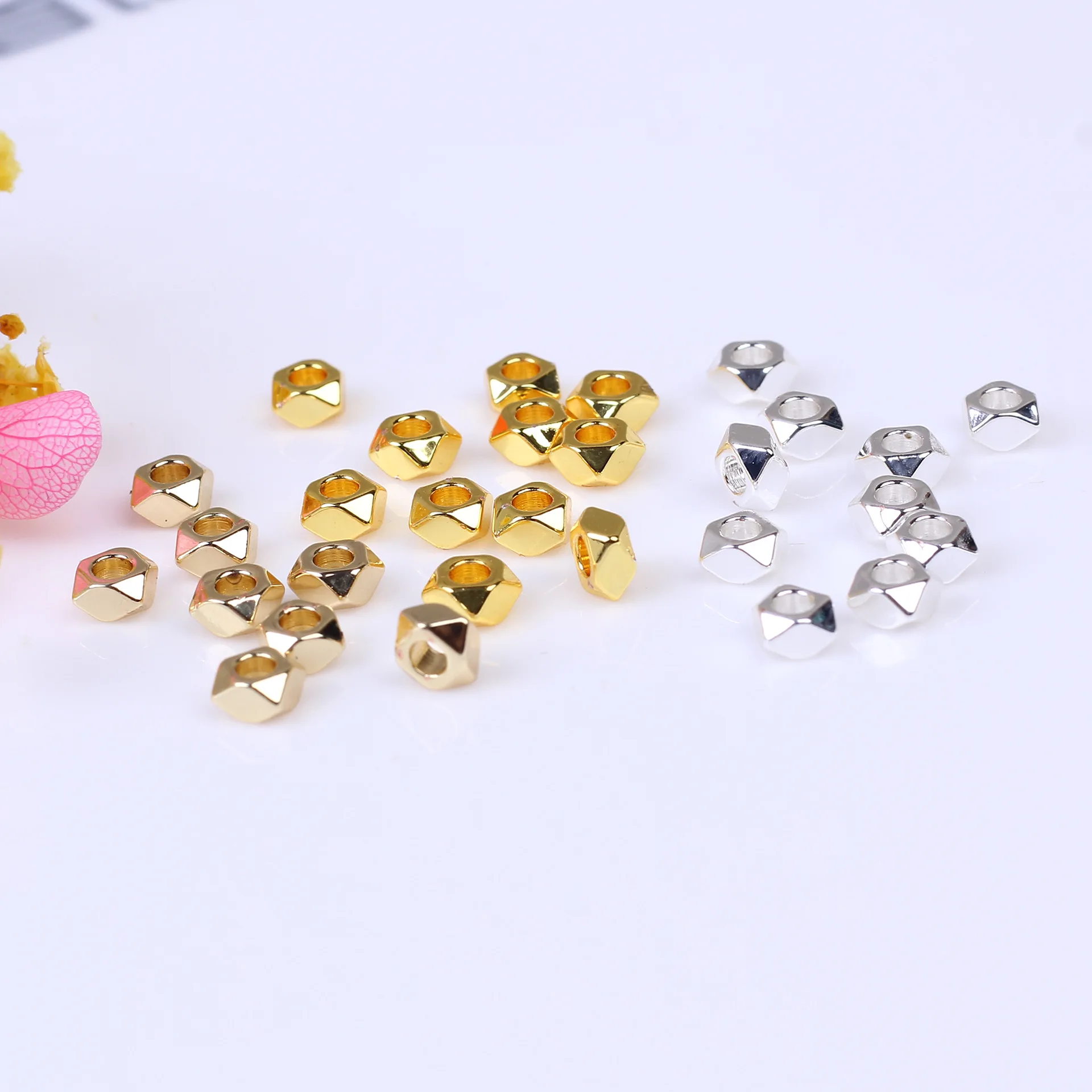 14K Glossy Cut Angled Cubic Beads Multi Faceted Piece Bead Spacer 100 pcs