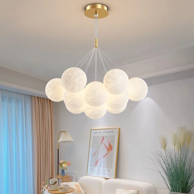 Modern 3D Moon Bubble Chandeliers Children\'s Room Decor Hanging Lamps Nordic Creative Boy Girl Bedroom Living Room Chandelier