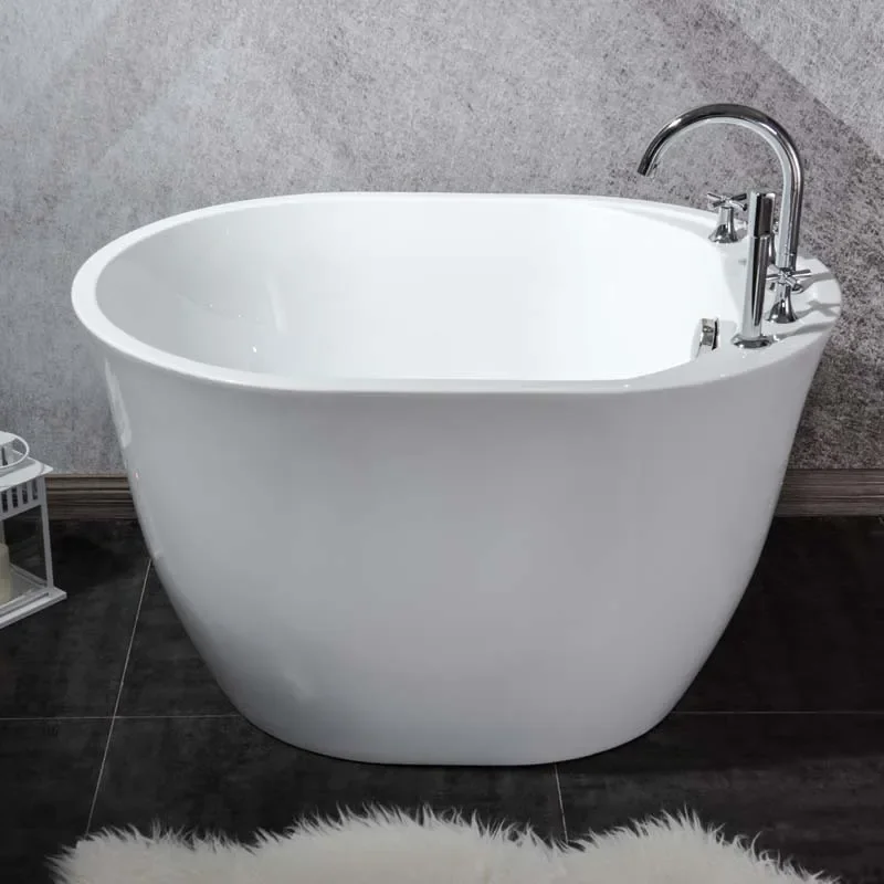 Deep Japanese Soaking Tub Seamless Acrylic Freestanding Bath for Small Apartment Adults Compact Design
