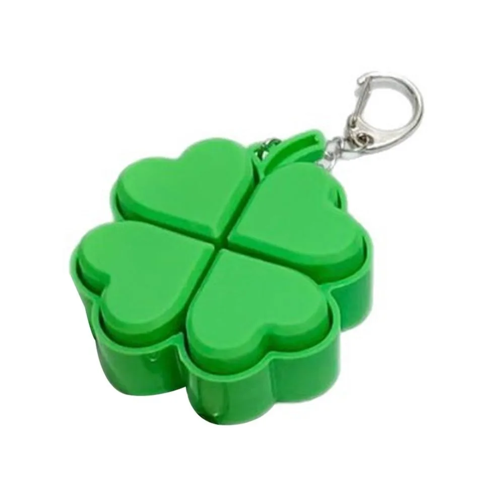 Clickable Buttons Lucky Four Leaf Clover Keychain Flashing Light Translucent Wings Backpack Pendant Lightweight Fade-Resistant