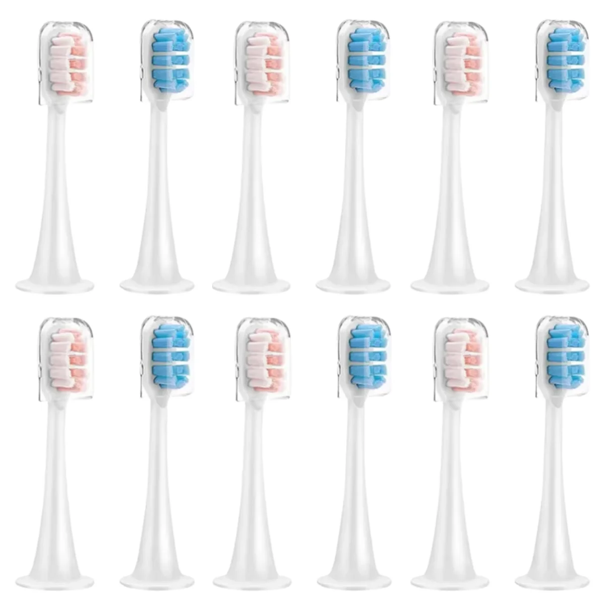 12 Brush Heads for Xiaomi MIJIA T300/T500/T700 Sonic Electric Toothbrushes End-rounded Bristle with Dust-proof Cap Remove Stains