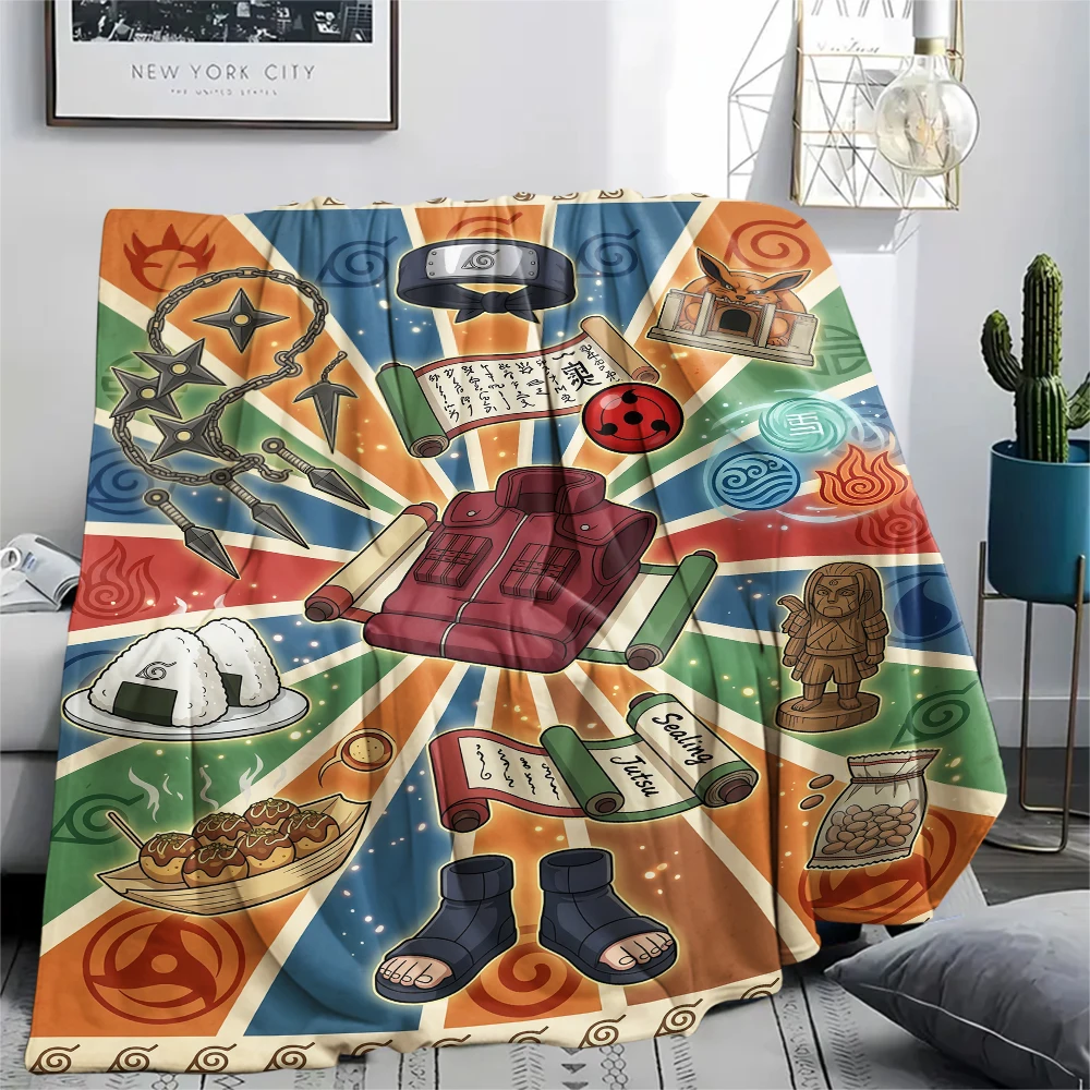 Naruto Flanelldecke mit nahtlosen Mustern und symbolischen Motiven, Geburtstags- und Weihnachtsgeschenk, weicher, warmer Überwurf für die Inneneinrichtung.chl
