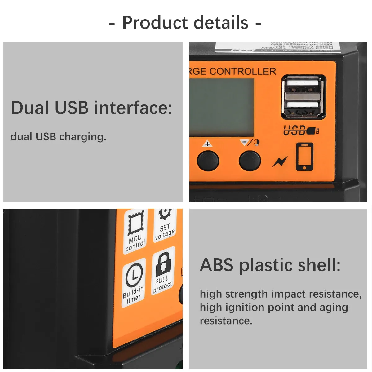 10A 12V24V Solar Controller Pwm Charging LCD Timing Light Control Solar Panel Regulator Battery Charge Controller USB Port