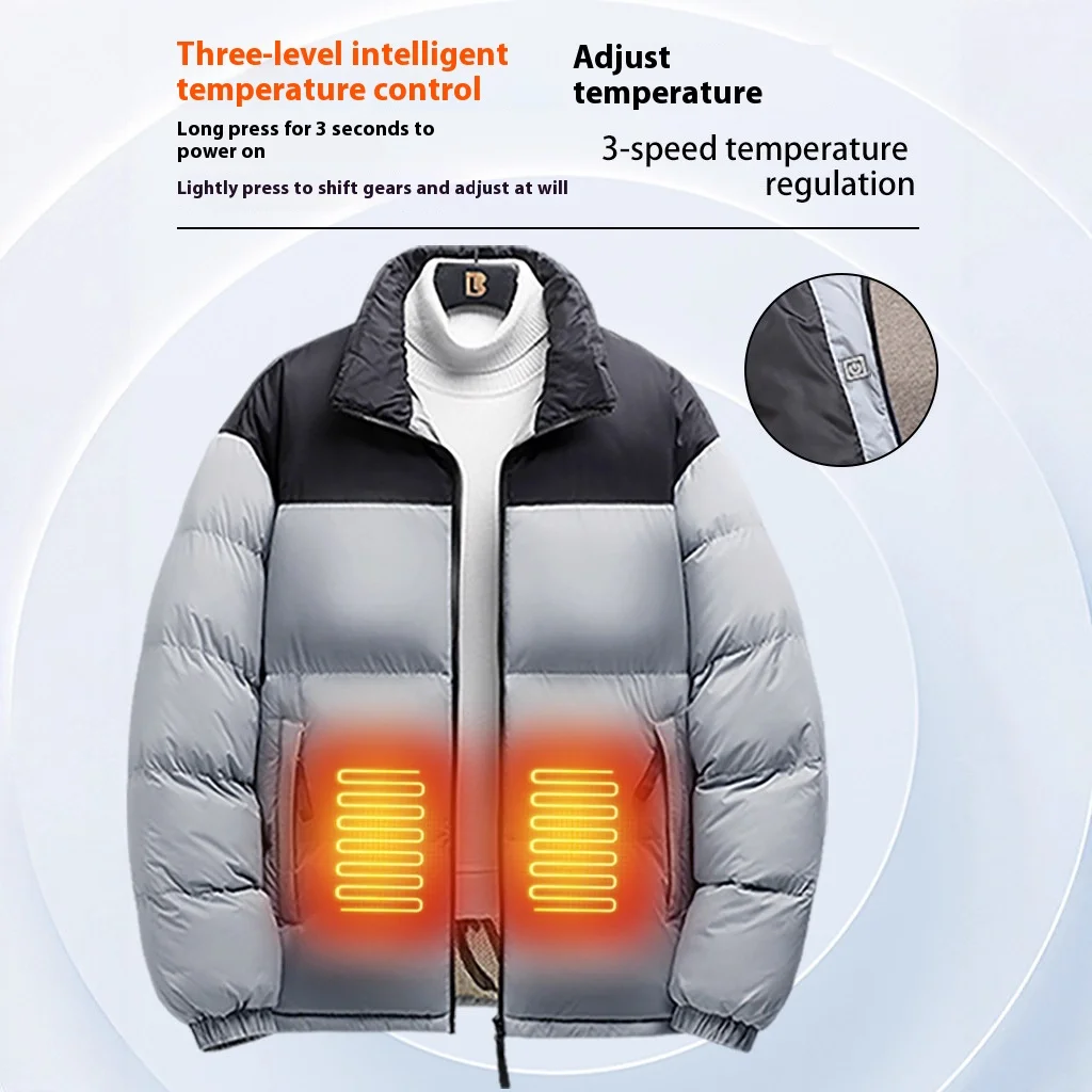 2025 inverno novo masculino jaqueta de aquecimento elétrico de 6 zonas usb casaco térmico à prova de vento com controle de aplicativo para snowboard caça
