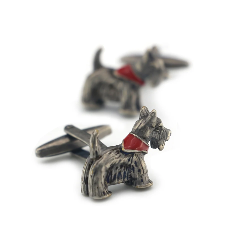 Men\'s Scottish Terrier Cuff Links Vintage Color Pet Dog Design Quality Copper Material Fashion Cufflinks Wholesale & Retail