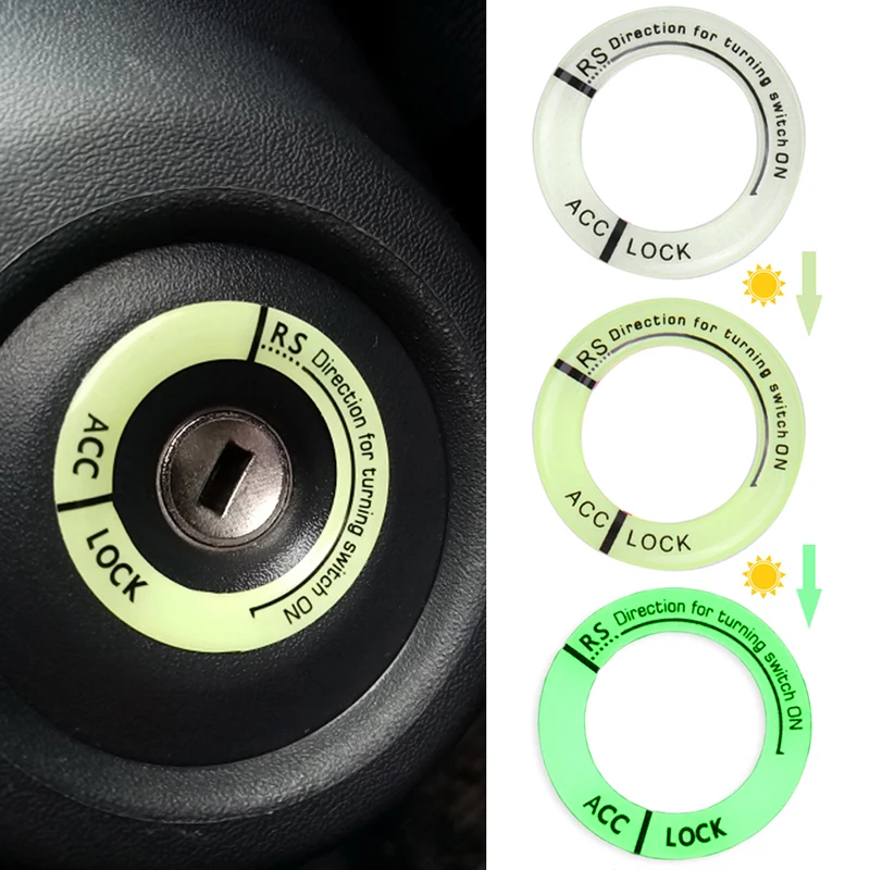 Car Ignition Key Ring Sticker Night Luminous Motorcycle 3D Decals Car Ignition Key Decoration Switch Stickers Auto Accessories