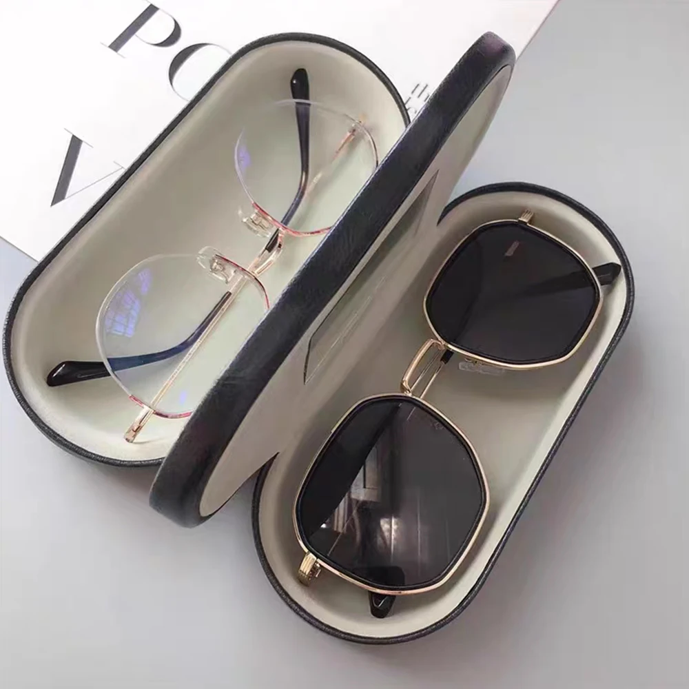 Hot Double Layer Glasses Case Box Spectacle Sunglasses Case Double Eyeglasses Case Dual Use Eyeglasses Container Multifunction