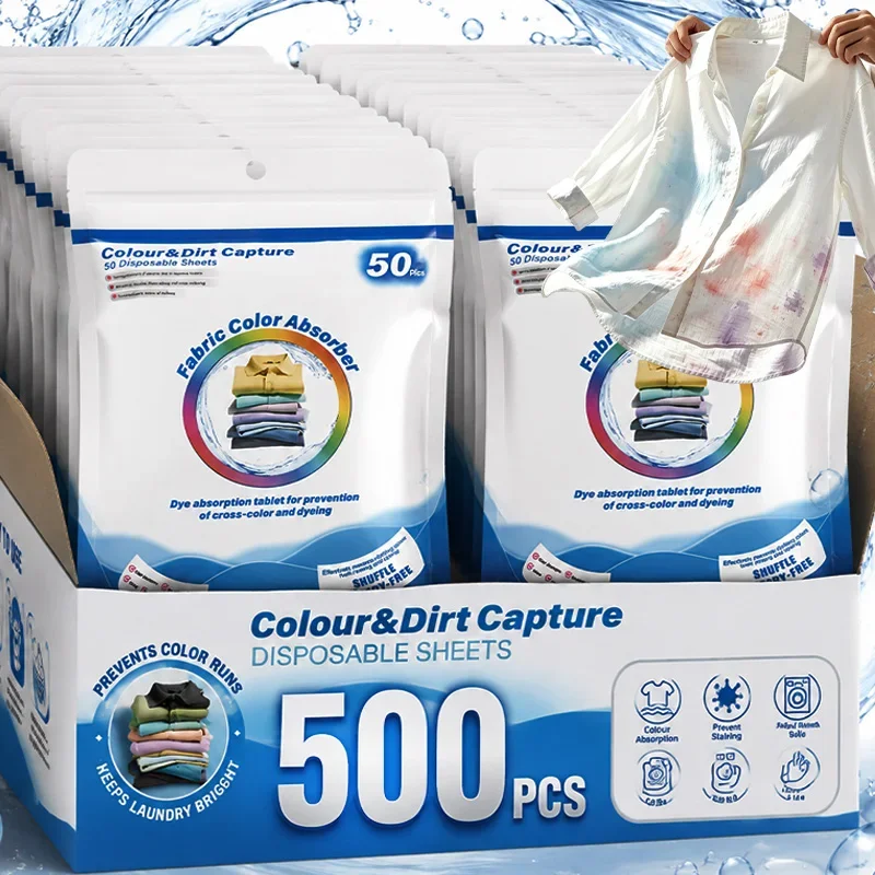 Anti-Flecken-Wäschetablette, Farbfänger-Wäschetuch, Farbschutz-Absorptionswaschpads, Waschmaschinen-Farbauffangblätter – Detail 3