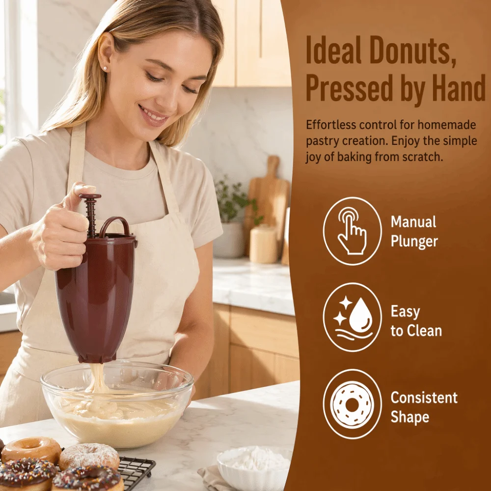 Food Grade PP Donut Dispenser Stainless Steel Manual Operation Donut Maker Light Press Easy Clean Doughnut Making Tool