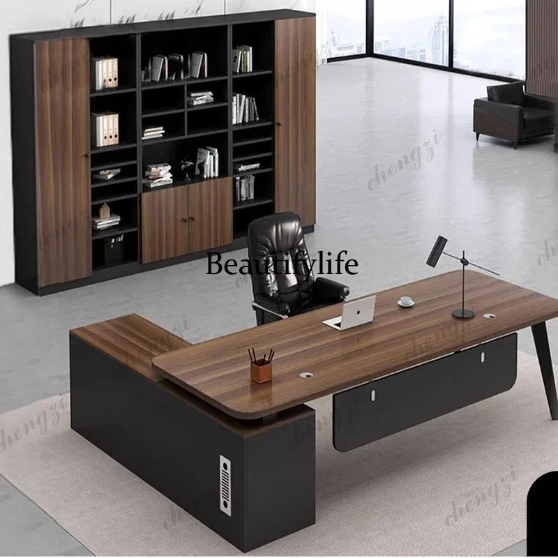 Z138 Organizers Shelves Office Desk Aesthetic European Multifunctional Long Office Desk Lshaped Wooden Escritorio Oficina