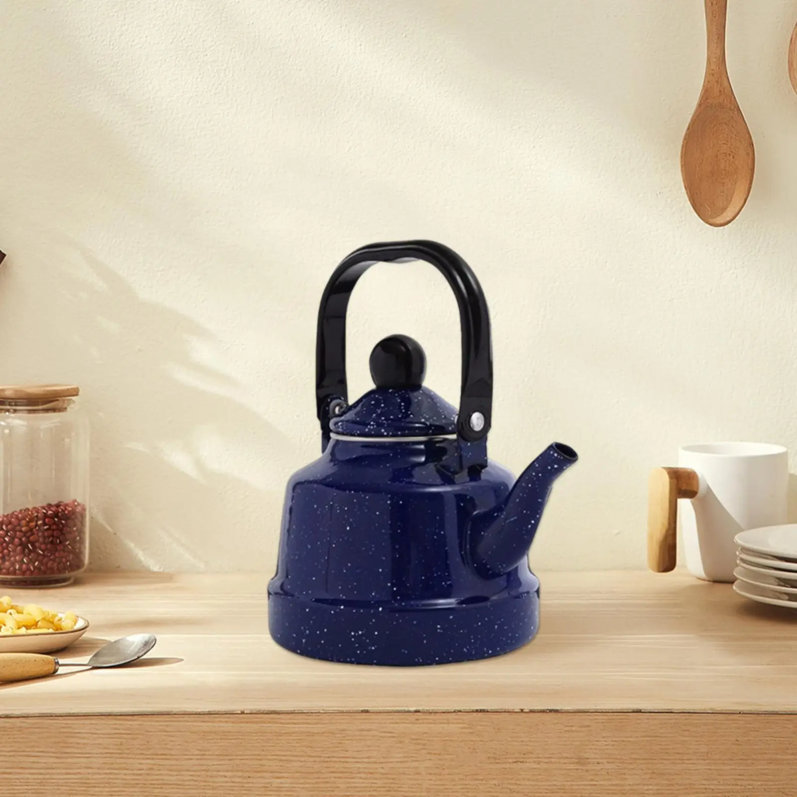 Classic Enamel Teapot 1700ml with Steel Handle Boil Water Glazed Hot Water Boiling Pot Water Kettle Enamel Kettle for Home