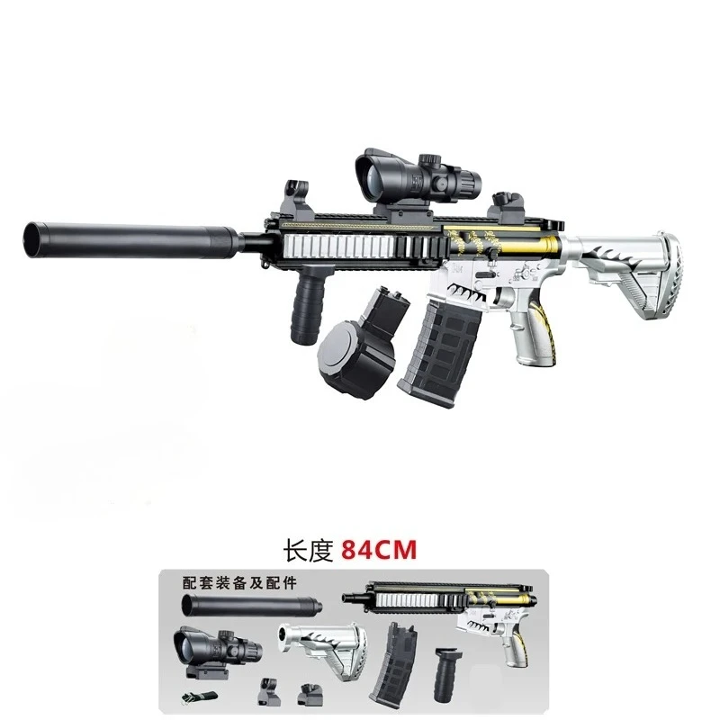مسدس لعبة M416 الكلاسيكي يدوي التشغيل مع جل مرن قادر على إطلاق كرات الجل، لعبة خارجية للأولاد، هدية للعطلات وعيد الميلاد
