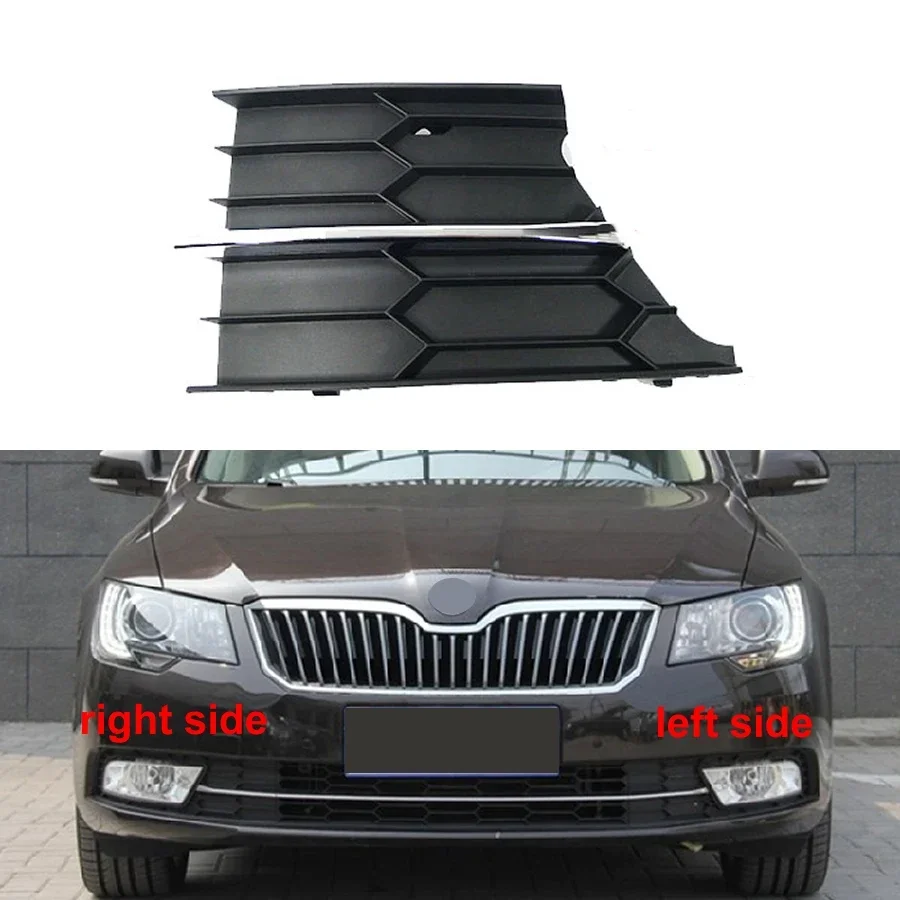 

For Skoda Superb 2013-2015 Fog Lamp Frame Front Bumper Lower Grille Trims Panel with Bright Bar