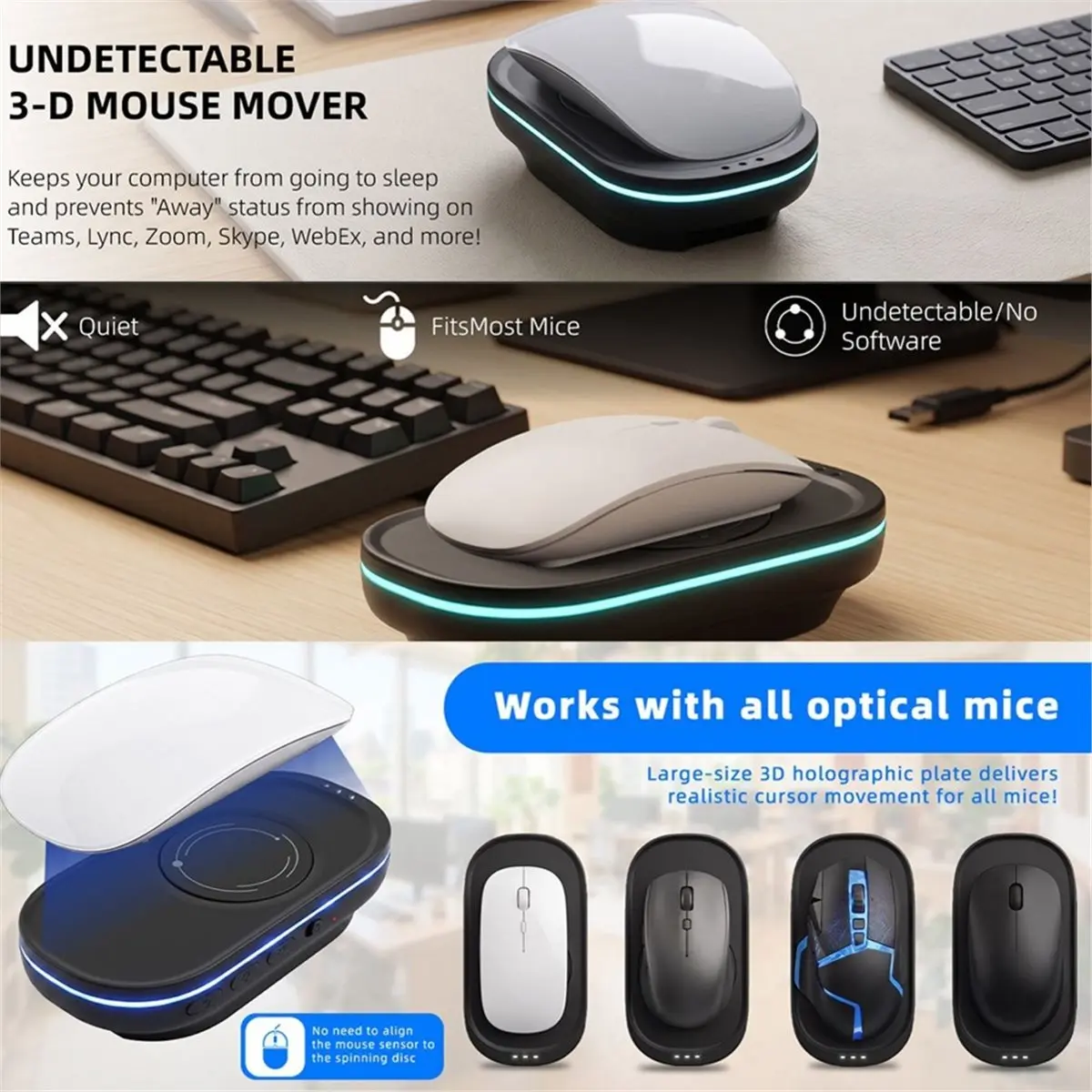 Mouse Mover Anti-Sleep Automatic Movement to Prevent Computer Lock Screen with on/OFF Switch Mouse Jiggler