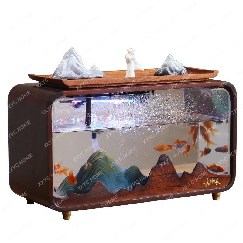 

Desktop Fish Tank Flowing Water Ornaments Living Room Modern Circulating Water Fish Farming Office Fortune Rockery Opening Gift